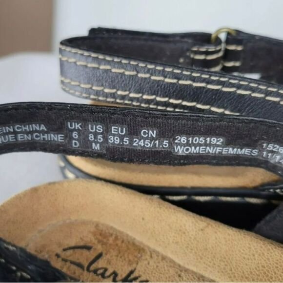 Clark's Collection Black & Cream Sandals Size 8.5 EUC - Picture 7 of 8